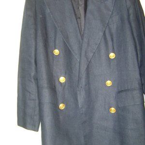 black linen double breasted gold buttons